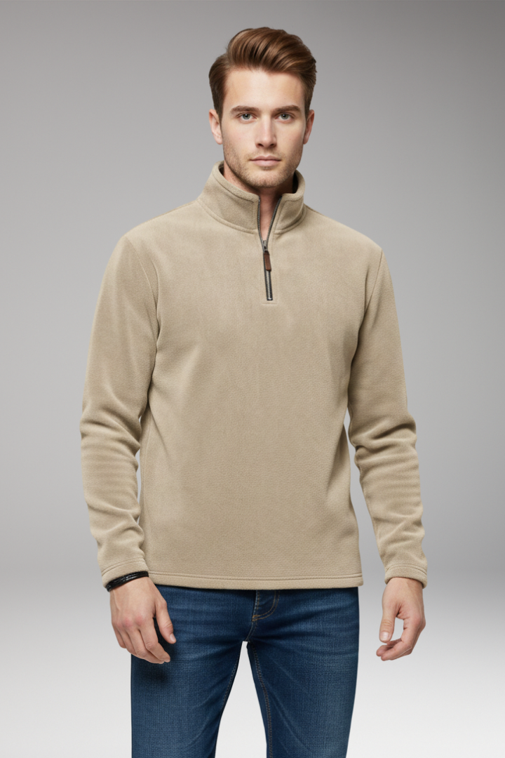 Men's Pullover with Zip Closure and Fleece Lining