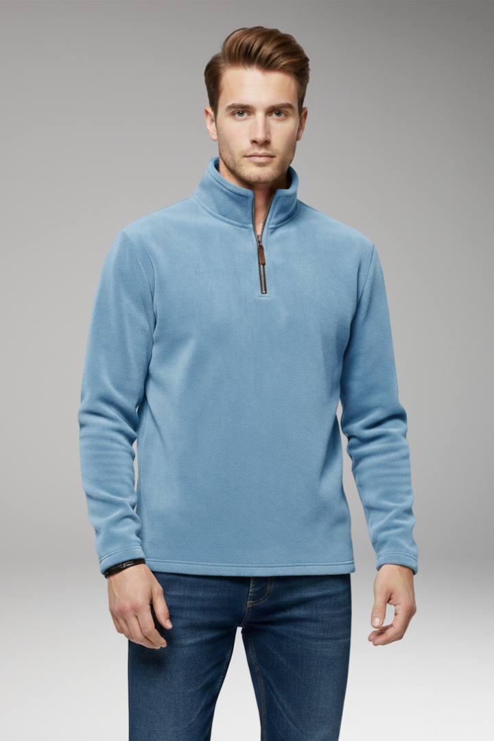 Men's Pullover with Zip Closure and Fleece Lining