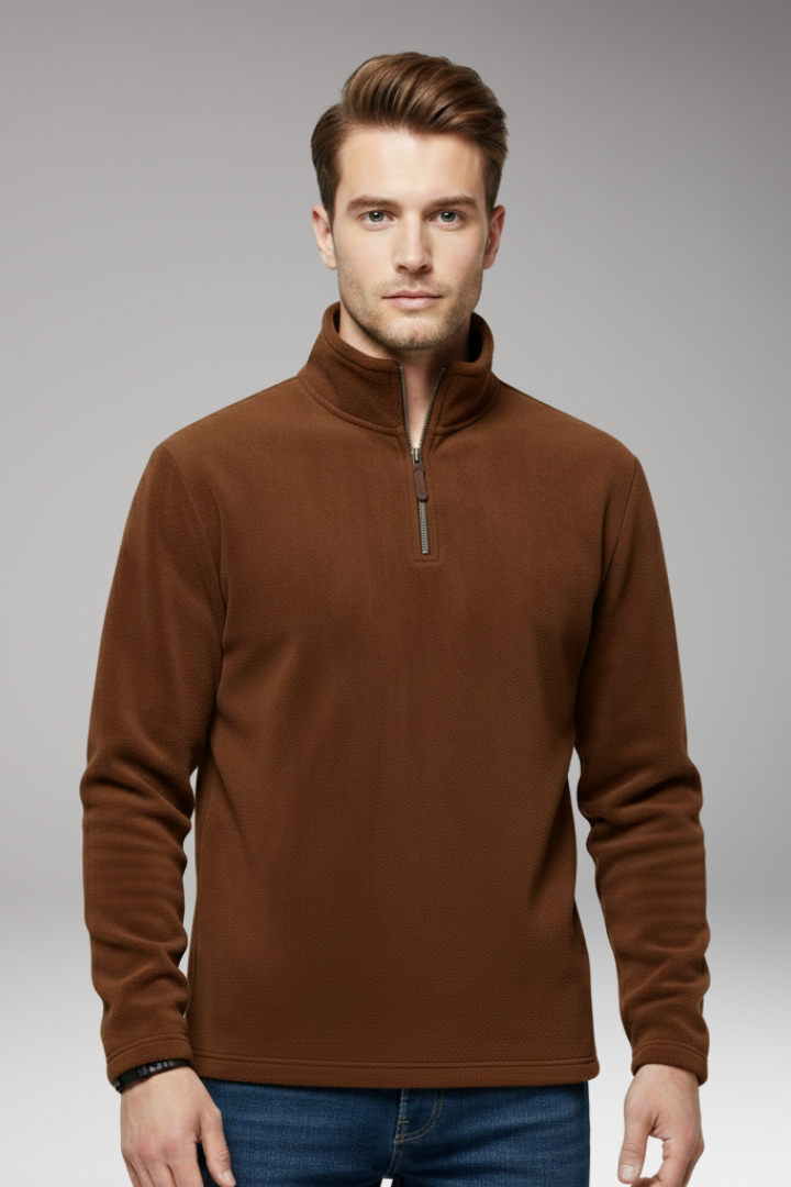 Men's Pullover with Zip Closure and Fleece Lining