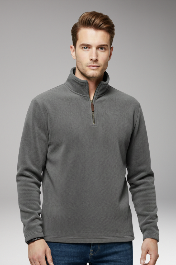 Men's Pullover with Zip Closure and Fleece Lining