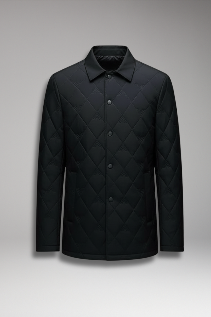 Men's Quilted Jacket with Snap Buttons and Padded Interior