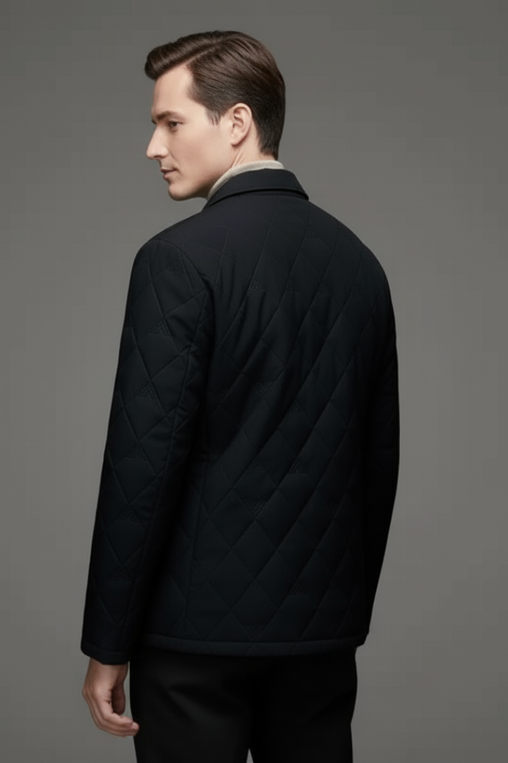 Men's Quilted Jacket with Snap Buttons and Padded Interior