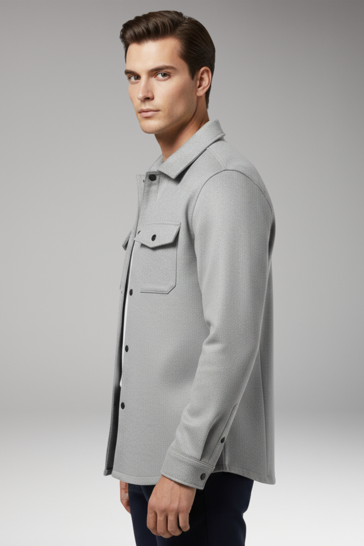 Men's Shirt Jacket with Collar and Chest Pockets