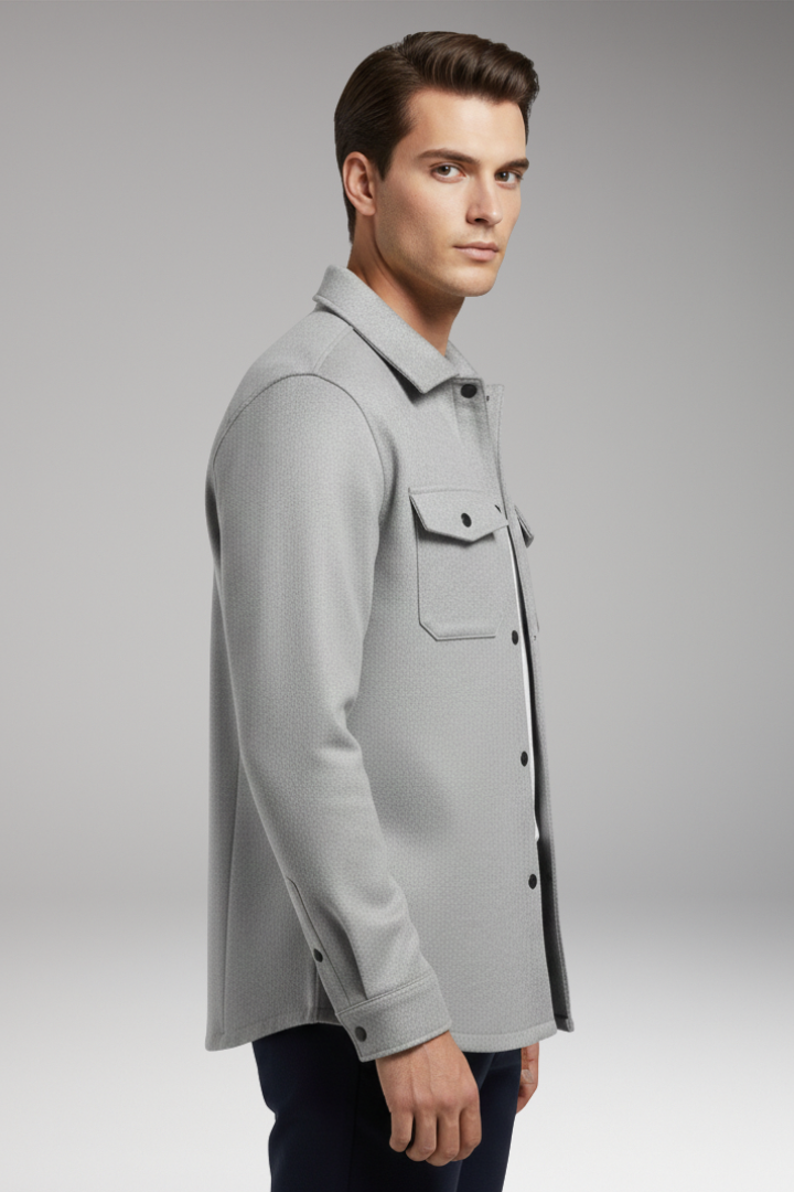 Men's Shirt Jacket with Collar and Chest Pockets