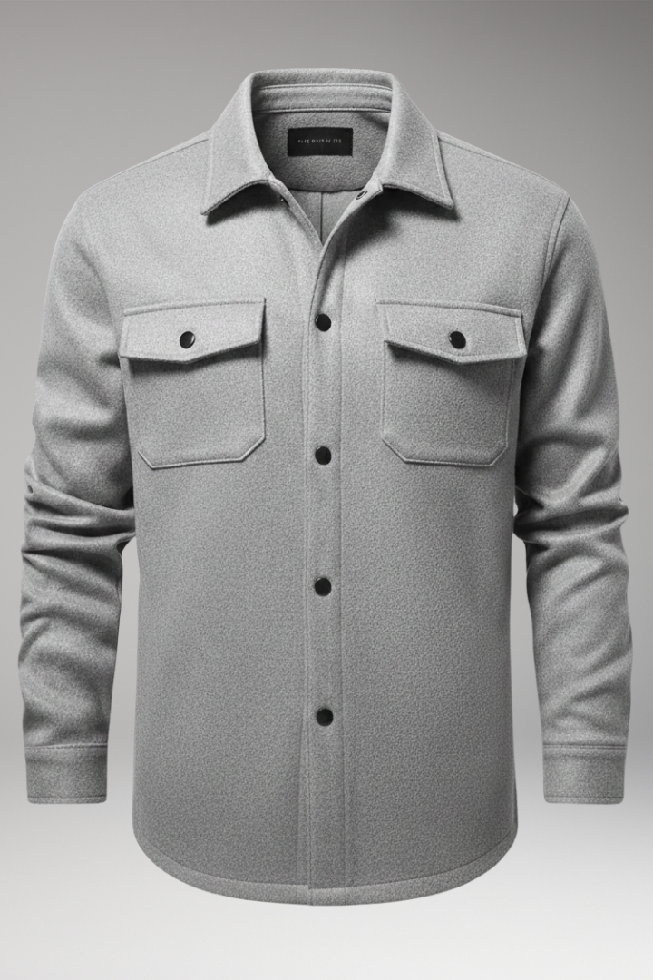 Men's Shirt Jacket with Collar and Chest Pockets