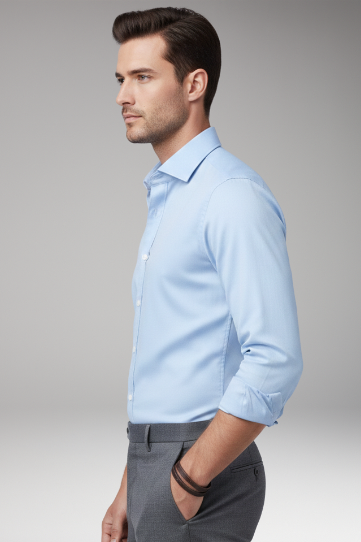Men's Shirt with Button Closure and Classic Collar
