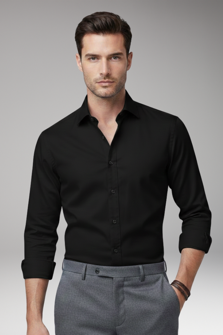 Men's Shirt with Button Closure and Classic Collar
