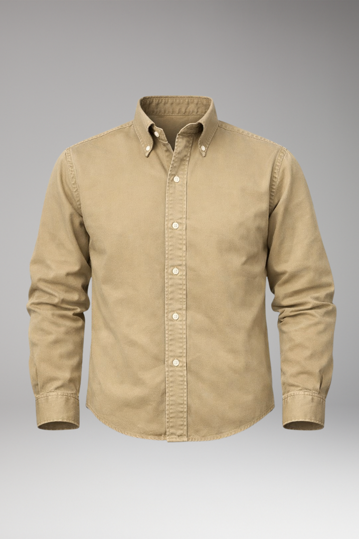 Men's Shirt with Button Collar and Long Sleeves