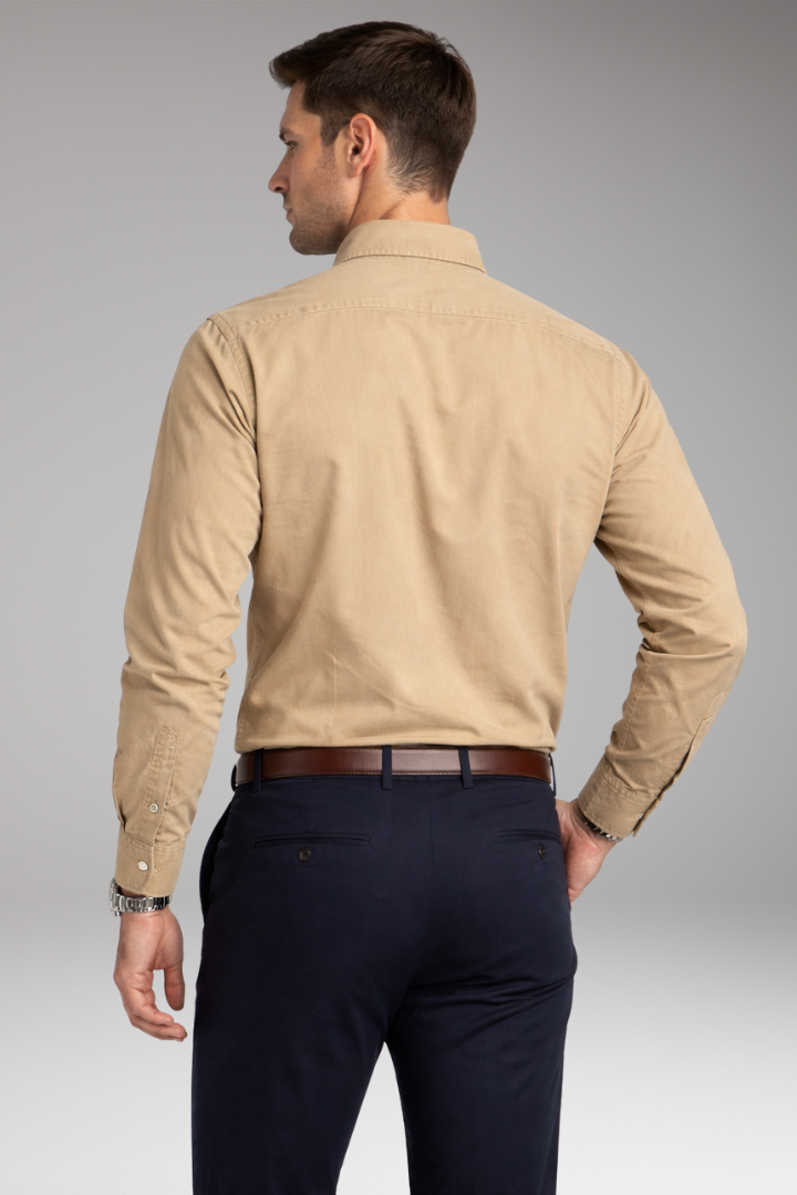 Men's Shirt with Button Collar and Long Sleeves