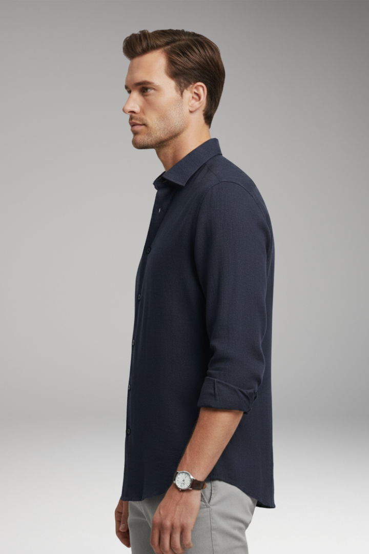 Men's Shirt with Classic Collar and Button Closure