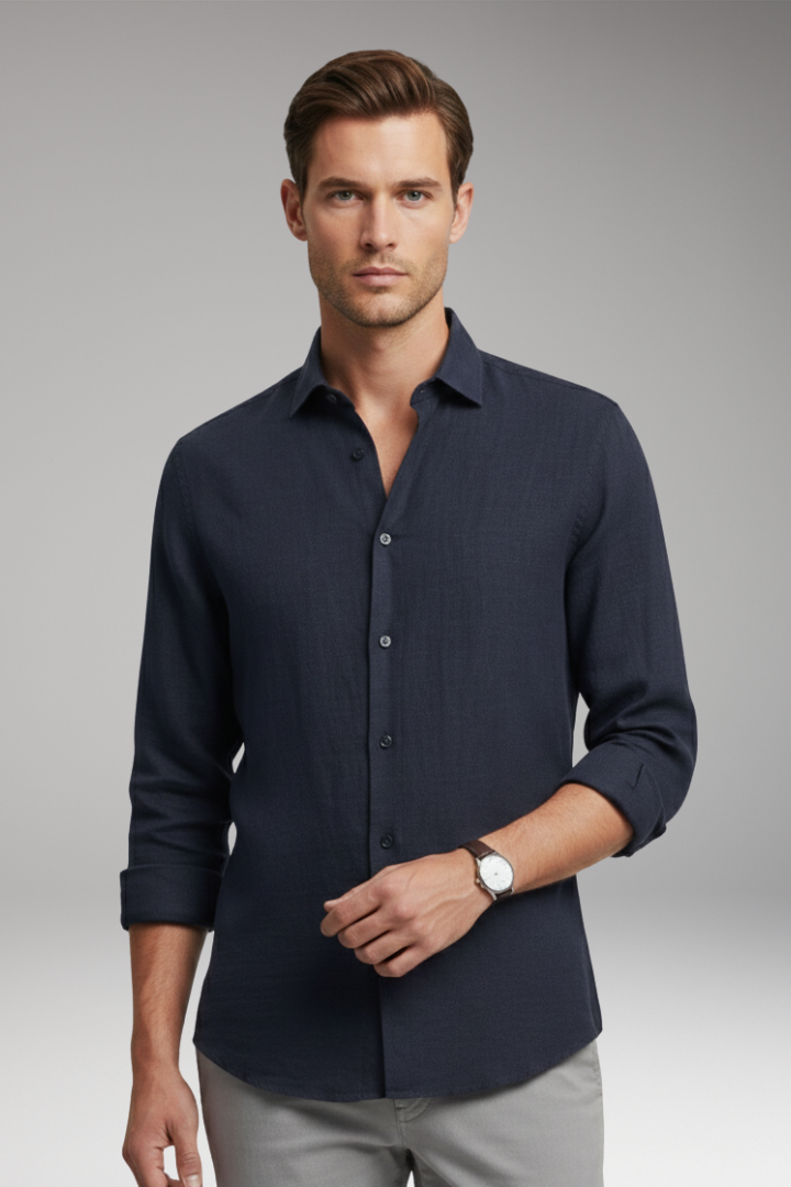 Men's Shirt with Classic Collar and Button Closure