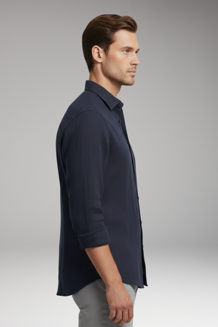 Men's Shirt with Classic Collar and Button Closure