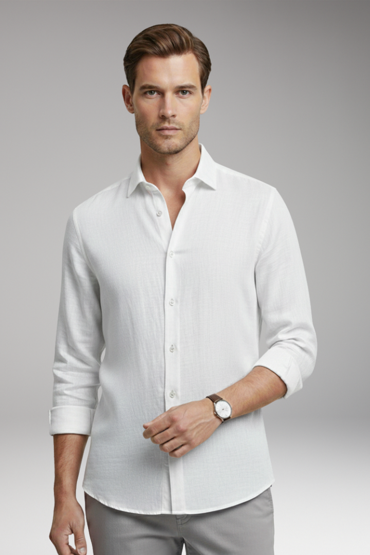Men's Shirt with Classic Collar and Button Closure