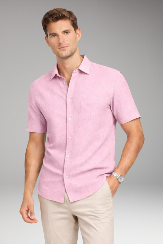 Men's Shirt with Classic Collar and Button Placket