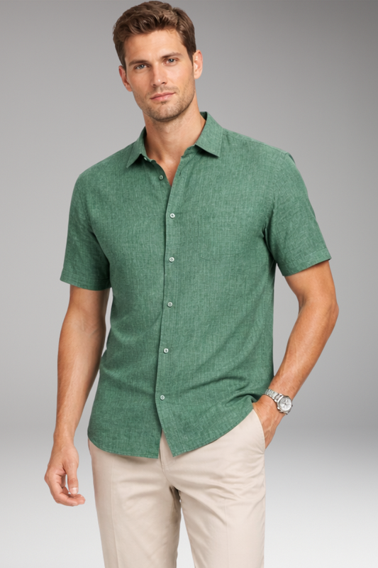 Men's Shirt with Classic Collar and Button Placket