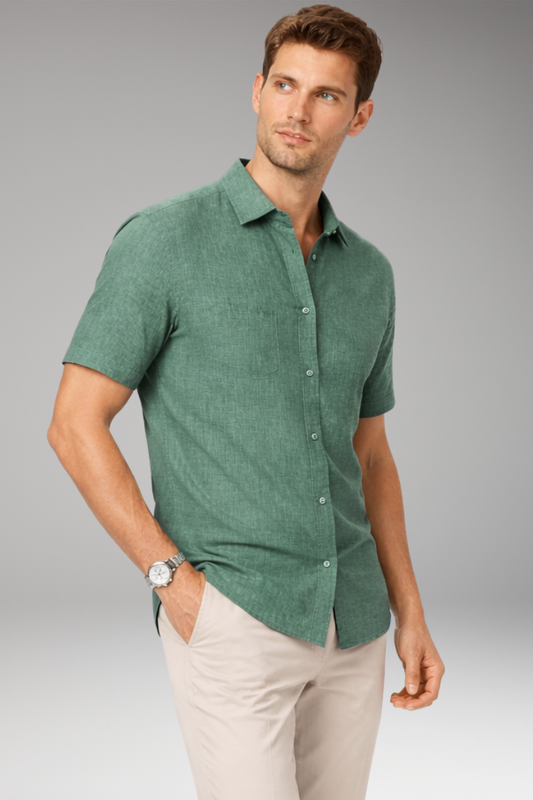 Men's Shirt with Classic Collar and Button Placket