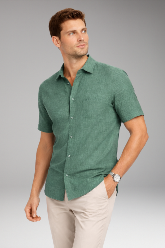 Men's Shirt with Classic Collar and Button Placket