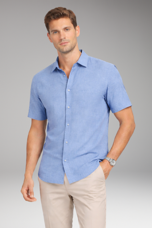 Men's Shirt with Classic Collar and Button Placket