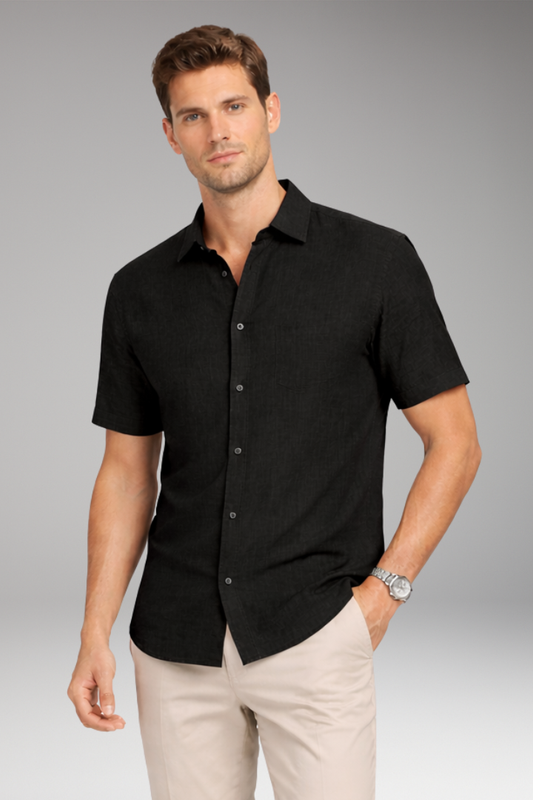 Men's Shirt with Classic Collar and Button Placket