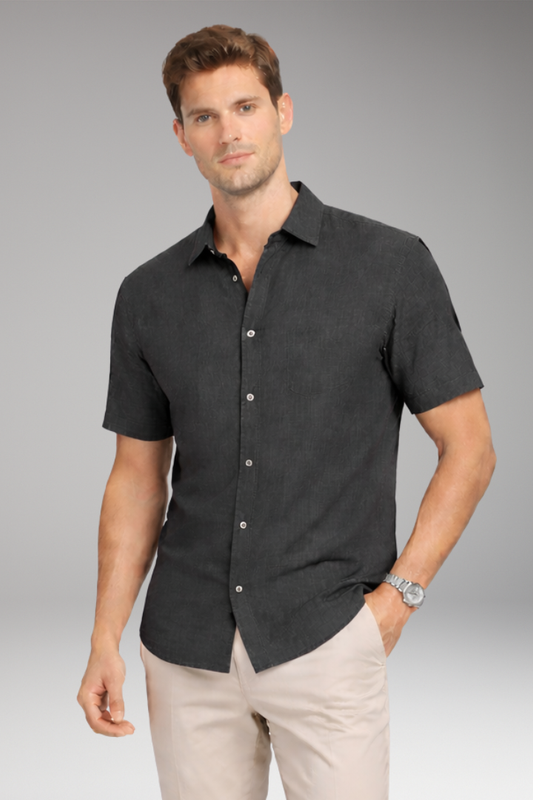 Men's Shirt with Classic Collar and Button Placket