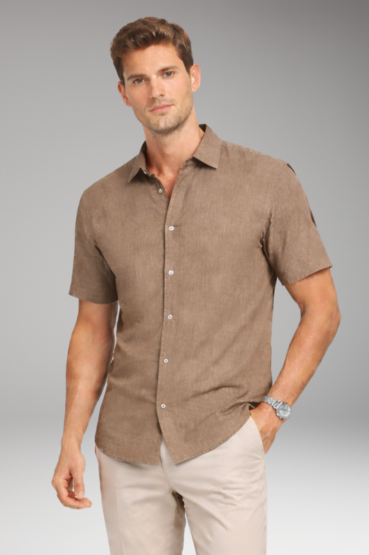 Men's Shirt with Classic Collar and Button Placket