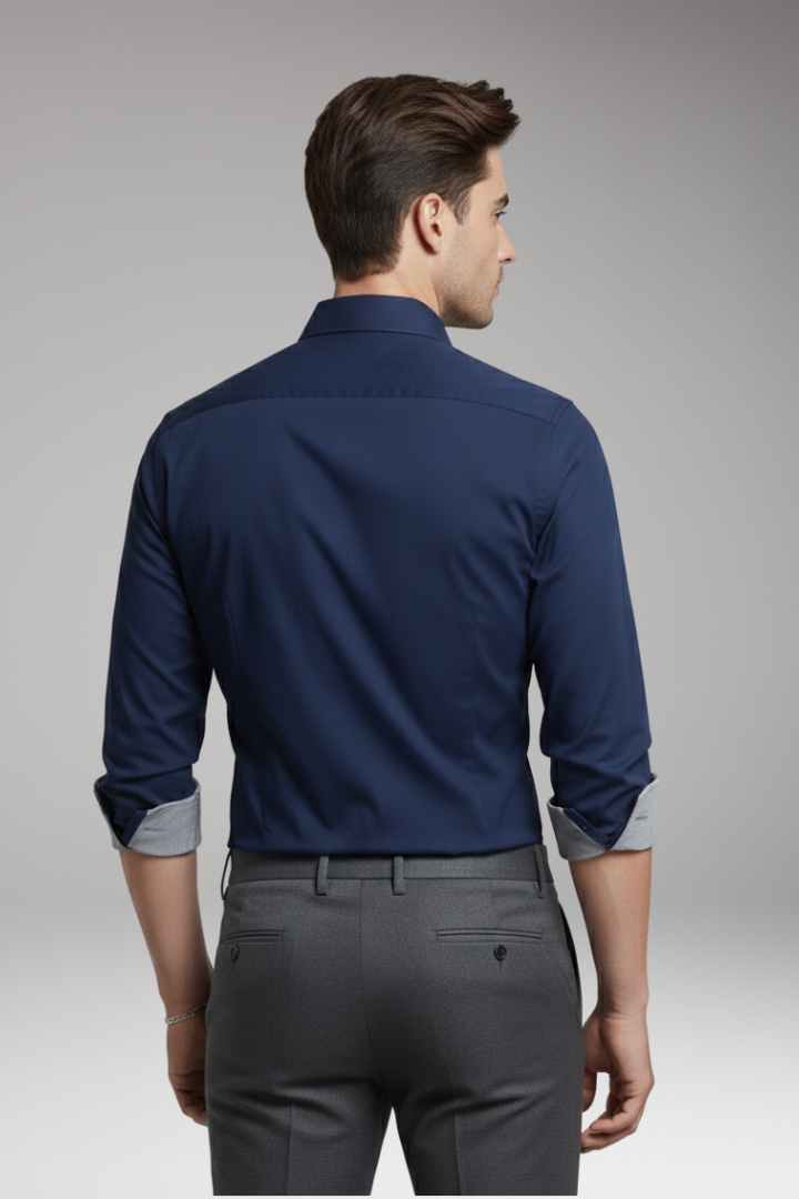 Men's Shirt with Contrasting Collar and Cuffs