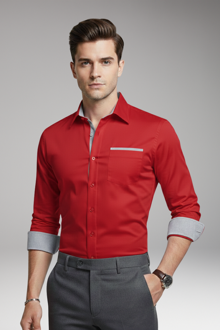Men's Shirt with Contrasting Collar and Cuffs