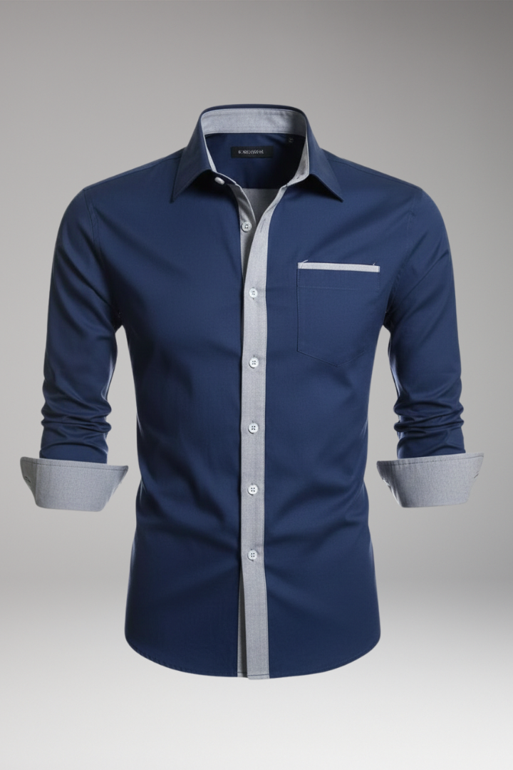 Men's Shirt with Contrasting Collar and Cuffs