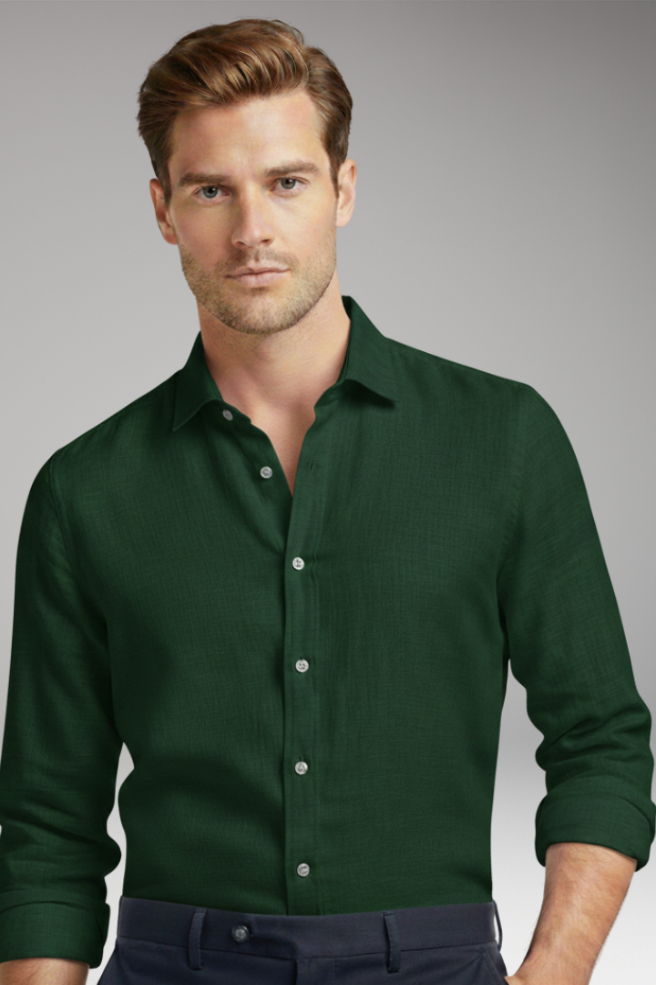 Men's Shirt with Structured Collar and Long Sleeves