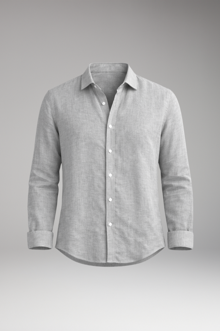 Men's Shirt with Structured Collar and Long Sleeves