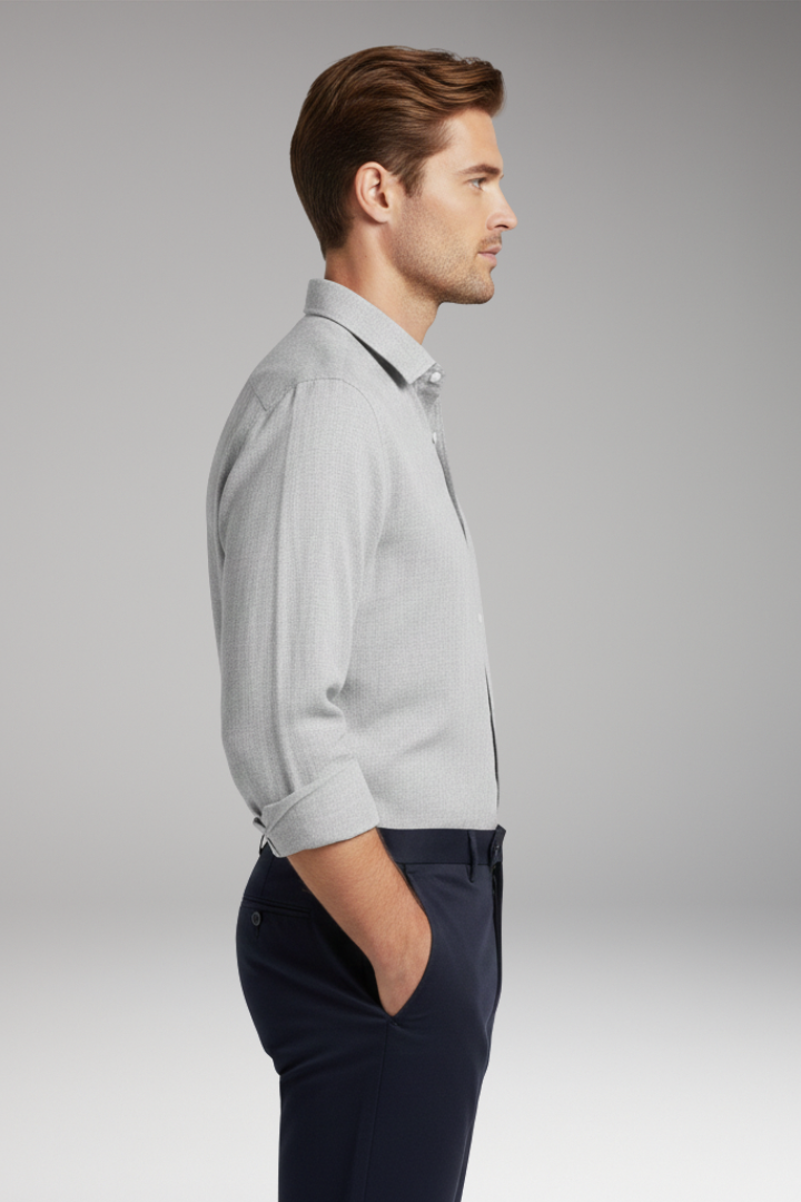 Men's Shirt with Structured Collar and Long Sleeves