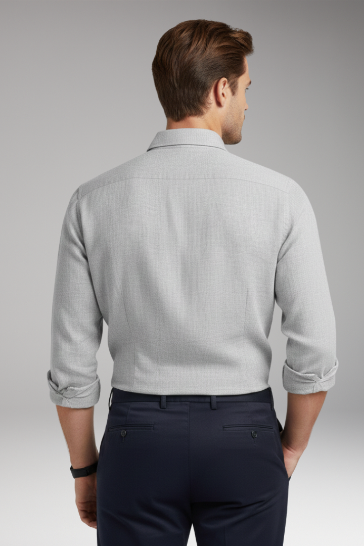 Men's Shirt with Structured Collar and Long Sleeves