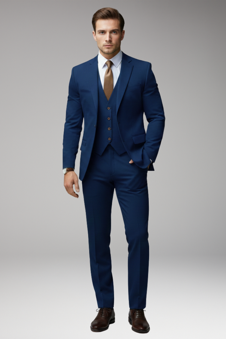 Men's Suit Set with Blazer Vest and Trousers