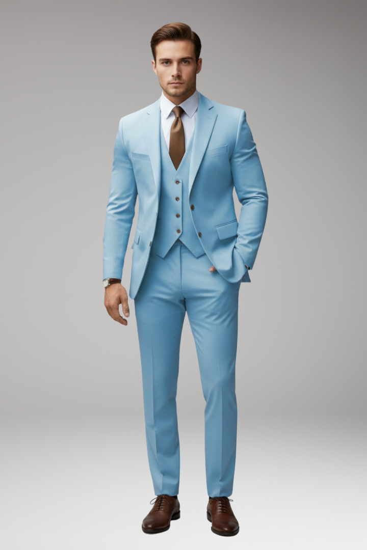 Men's Suit Set with Blazer Vest and Trousers