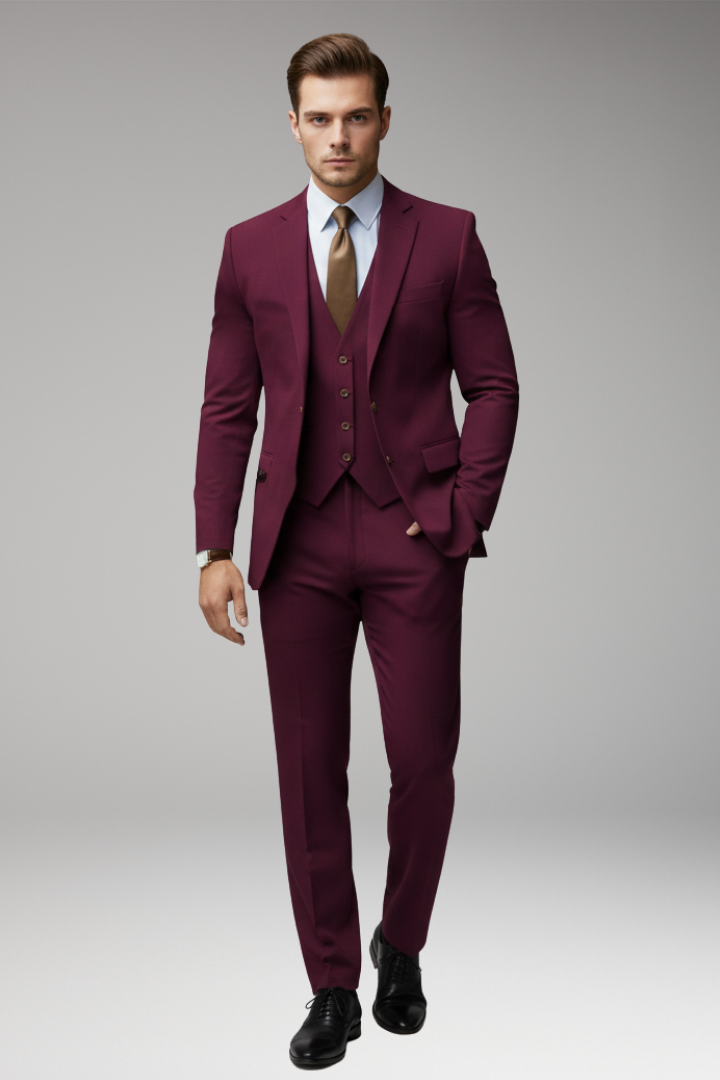 Men's Suit Set with Blazer Vest and Trousers