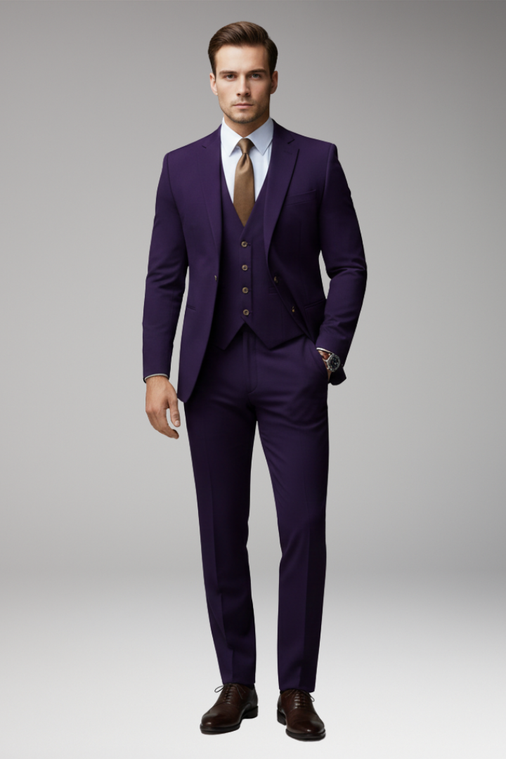 Men's Suit Set with Blazer Vest and Trousers
