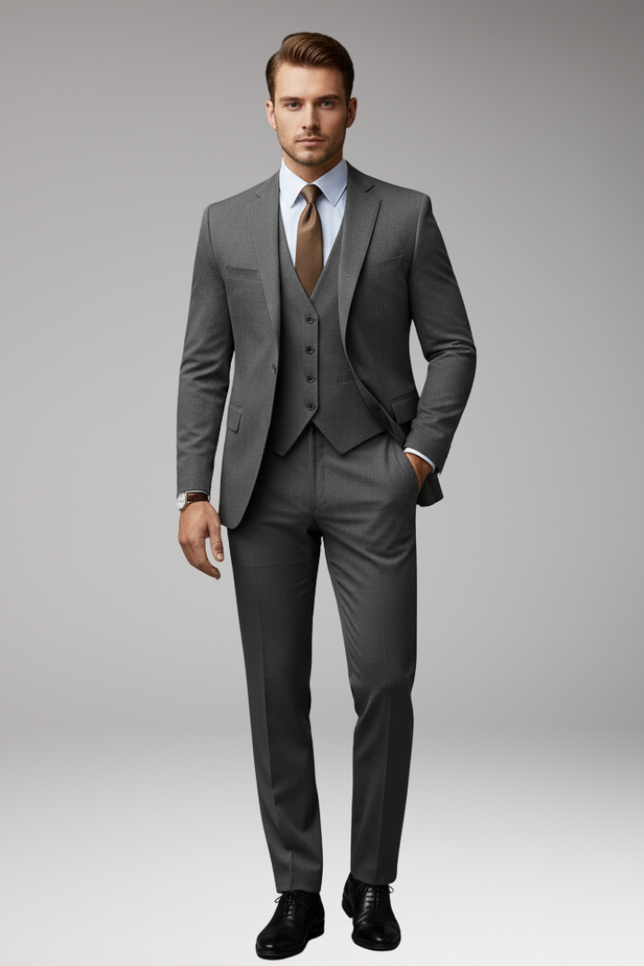 Men's Suit Set with Blazer Vest and Trousers