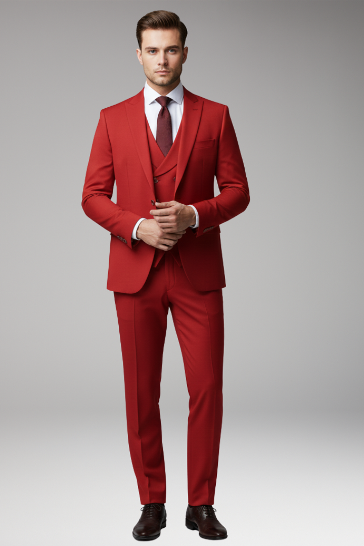 Men's Suit Set with Blazer Vest and Trousers