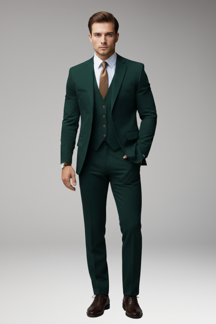 Men's Suit Set with Blazer Vest and Trousers