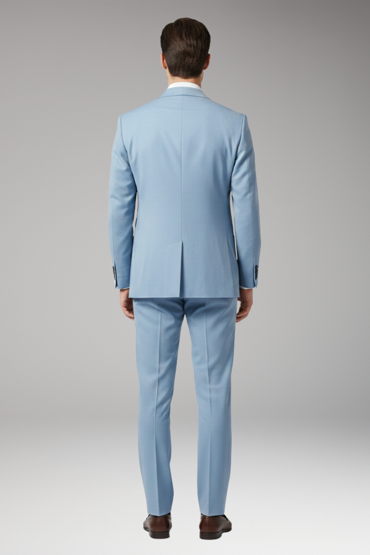 Men's Suit Set with Notched Blazer and Straight Trousers