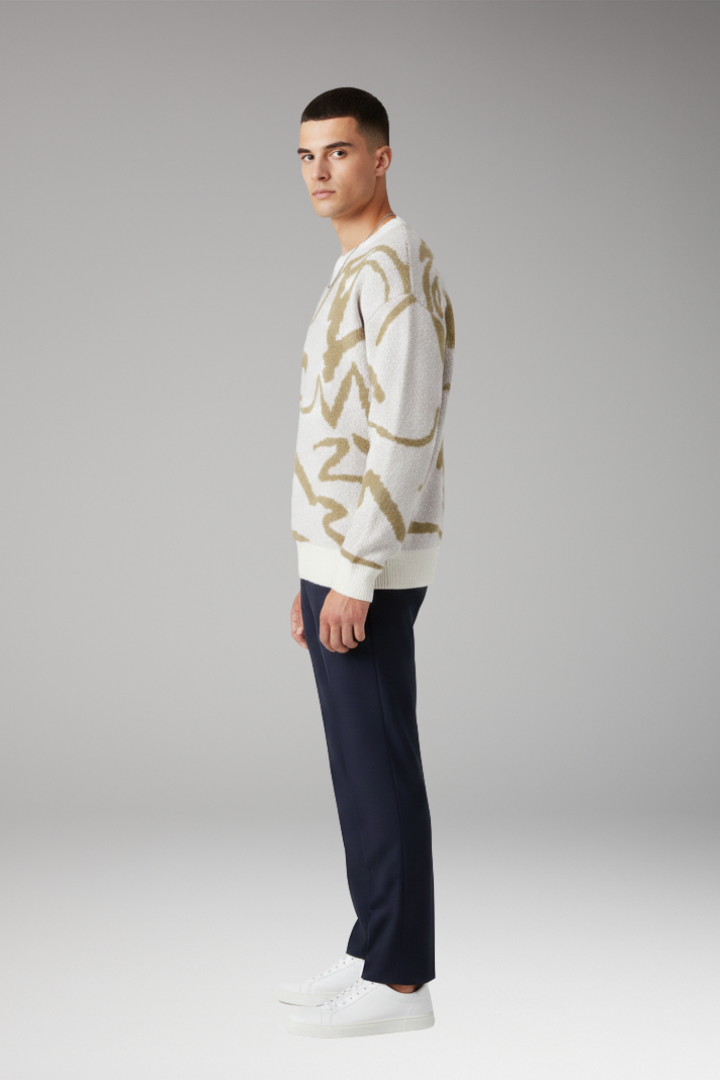 Men's Sweater with Crew Neck and Long Sleeves