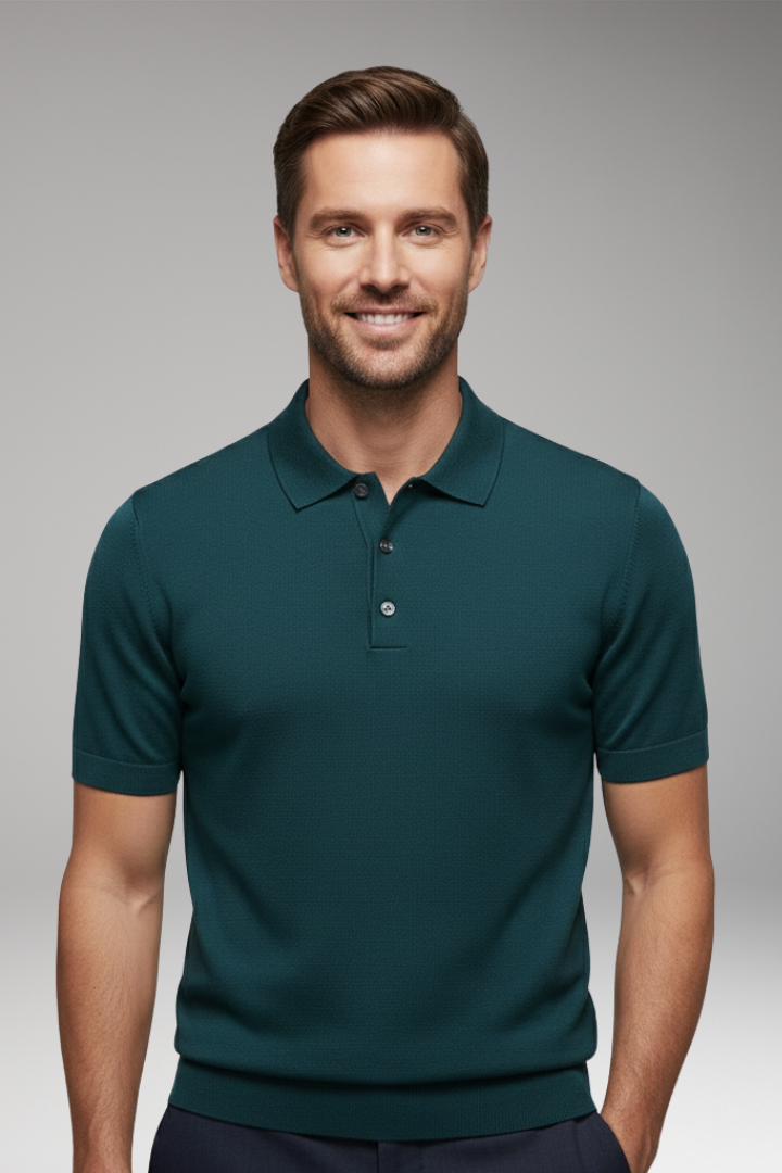 Men's Sweater with High Neck and Ribbed Trim