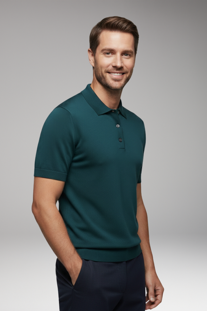 Men's Sweater with High Neck and Ribbed Trim