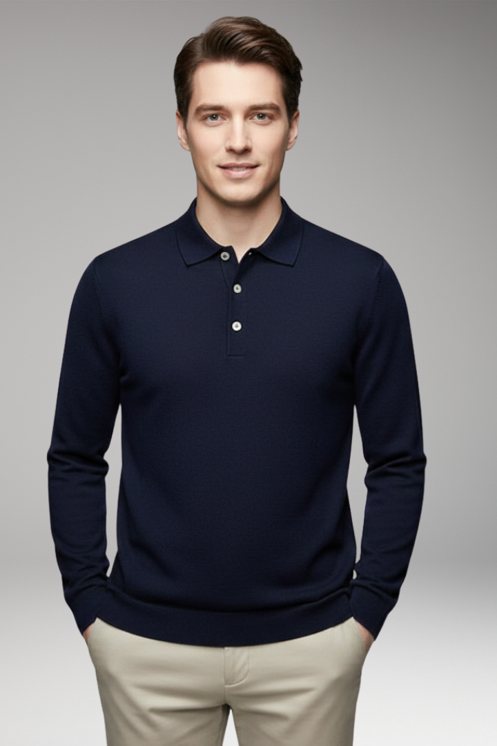 Men's Sweater with High Neck and Ribbed Trim