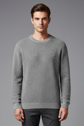 Men's Sweater with Textured Knit and Long Sleeves