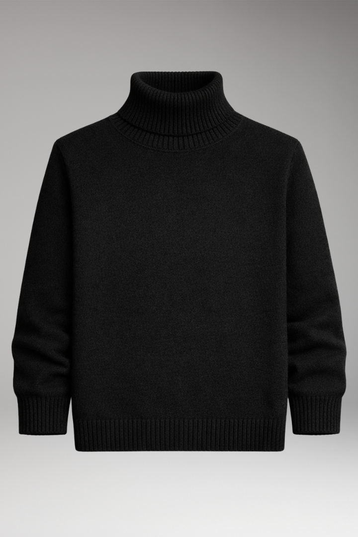 Men's Sweater with Turtleneck and Ribbed Cuffs
