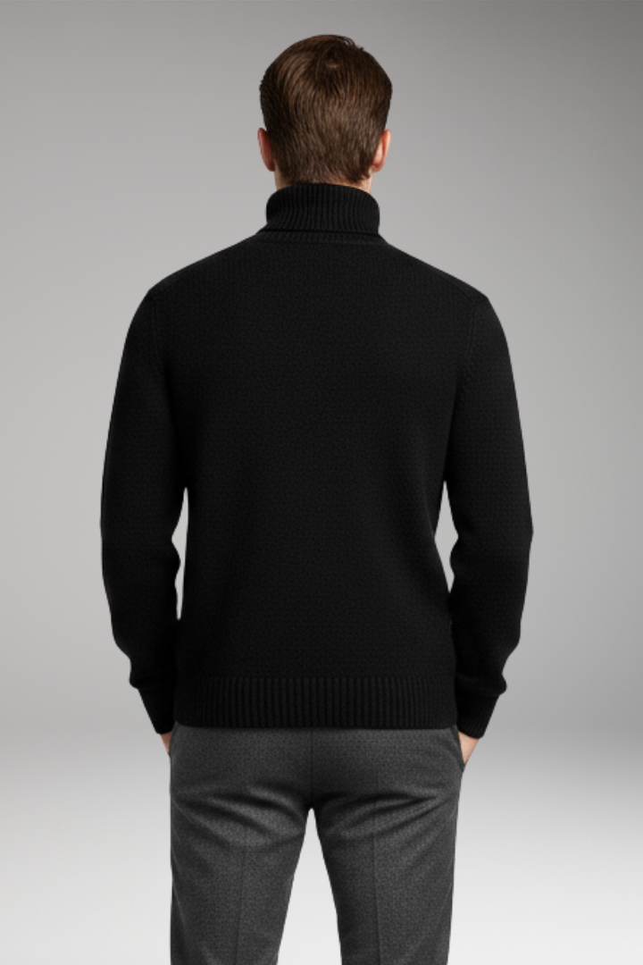 Men's Sweater with Turtleneck and Ribbed Cuffs