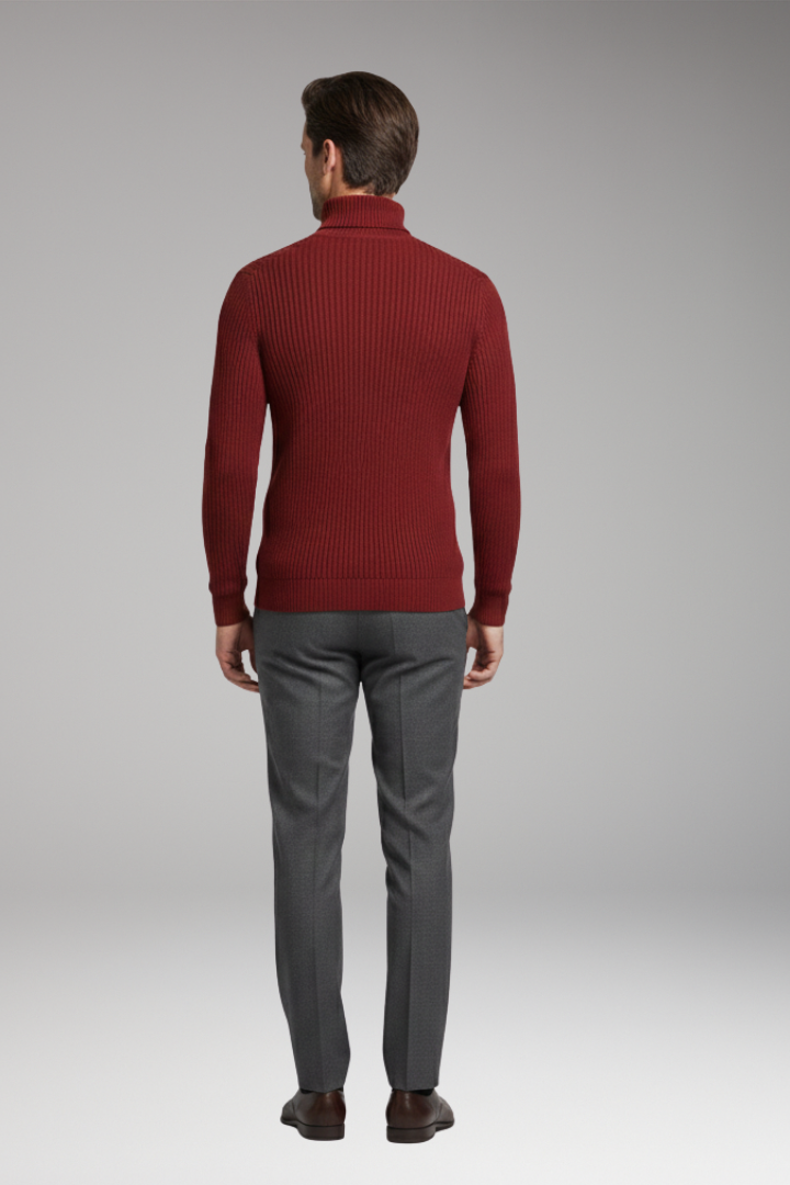 Men's Sweater with Turtleneck and Ribbed Surface