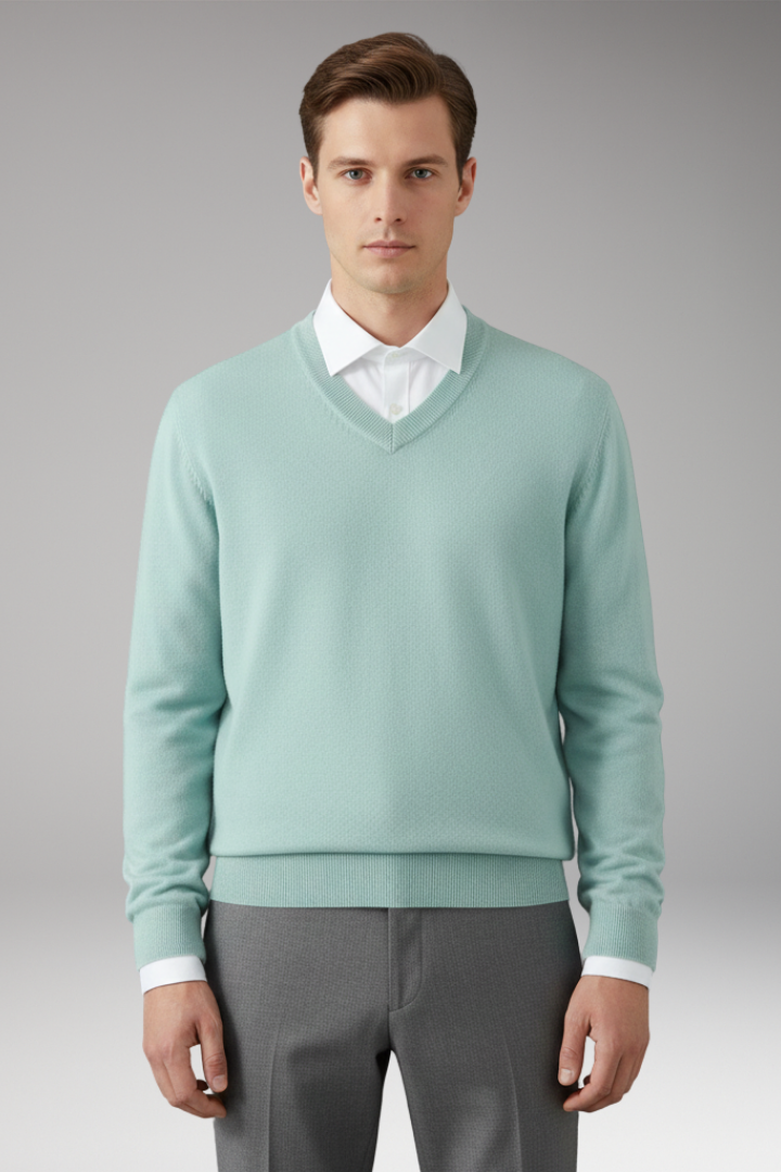 Men's Sweater with V Neck and Loose Fit