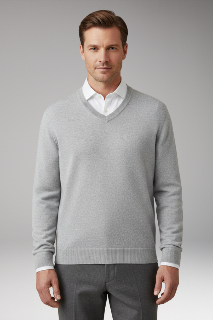 Men's Sweater with V Neck and Loose Fit